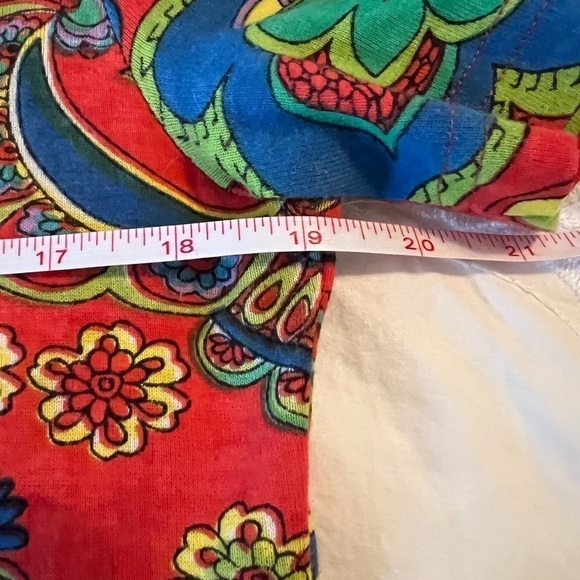 Mirror Image Y2K Multicolor Paisley Print Short Puff Sleeve Top Cotton Size L - Picture 8 of 9